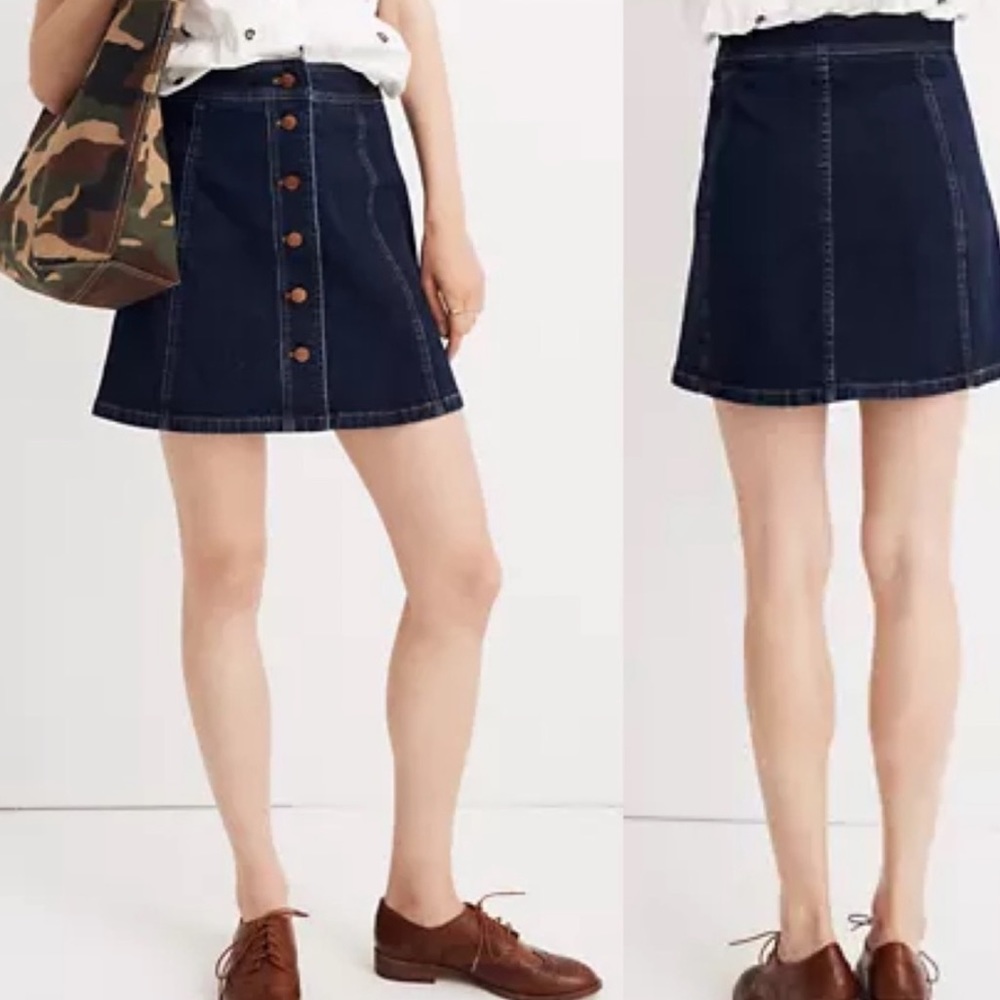 Madewell Denim A-Line Mini Skirt: Button-Front